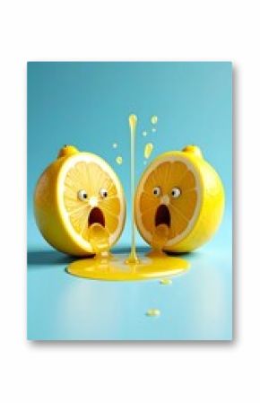 Funny lemons, juice explosion