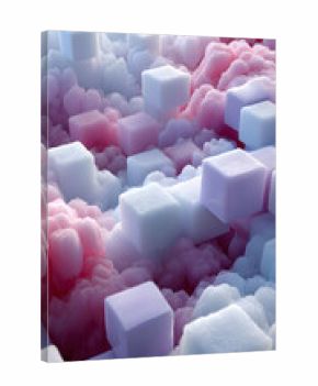 Abstract Pastel Cubes and Soft Clouds Background