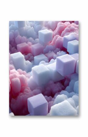 Abstract Pastel Cubes and Soft Clouds Background