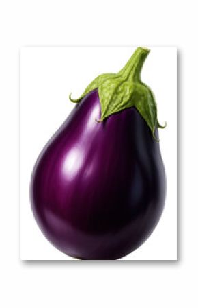 Colorful 3D eggplant illustration.