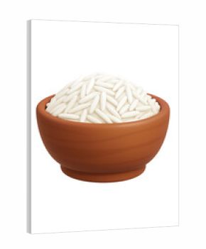 3d Dry basmati rice in a wooden bowl High quality Realistic image
