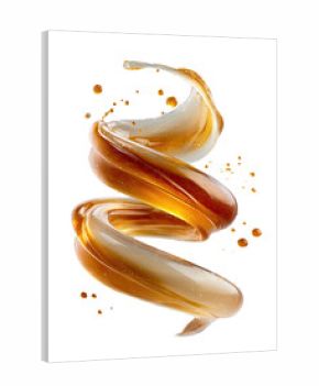 Golden liquid spiral, dynamic swirls,  splashing