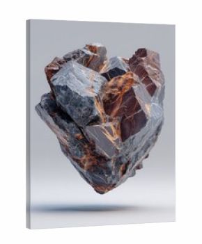 Abstract, sculpted rock, dark gray and orange