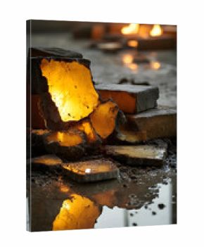 of polygonal 3D shapes floating in glowing chaotic environment