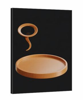 Abstract orange tray with floating object. 