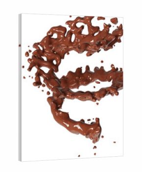 Realistic liquid chocolate splash isolated clipart, creamy richness, brown splashing jet with droplets mid-air 3d render