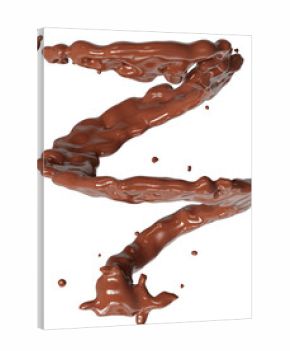 Realistic liquid chocolate splash isolated clipart, creamy richness, brown splashing jet with droplets mid-air 3d render