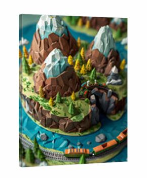 3d Low poly clay fantasy world shaped
