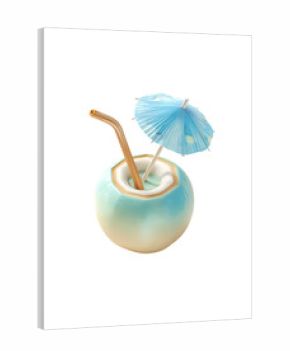 coconut drink water 3d style on transparent background