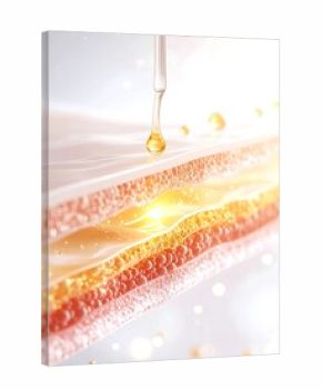 3D rendering showing the droplet of a clear liquid onto skin layers