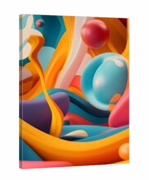 Abstract glossy 3D folds with blue and orange reflective light surfaces