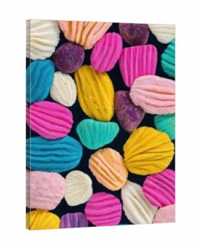 Colorful layered cross-section with soft edges and porous zones.