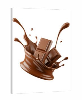 Chocolate splash milk chocolate dark chocolate chocolate bar chocolate dessert sweet chocolate delicious 3d on transparent background