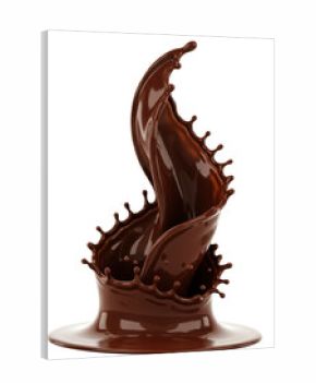massive, viscous splash of deep mocha liquid resembling dark chocolate, captured via macro 3d render in a dynamic symmetrical upward swirl with specular highlights on a transparent background. concept