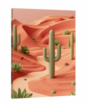 3d Isometric clay smooth desert scene sand dune