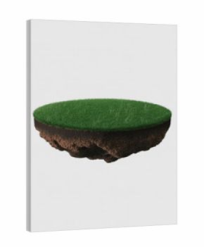 Floating Green Island of Grass and Dirt Isolated on White Background for Product Mockup and Display Platform with Natural Look Isolated Realistic 3d Render Template 200 Characters
