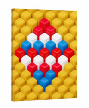 3d illustration of colorful set of  shapes on monocrome background, pattern. Geometry  background