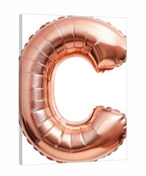 3D metallic rose gold foil letter C balloon png alphabet png typography png shiny png celebration png party png festive png pink png text png decorative png transparent background image