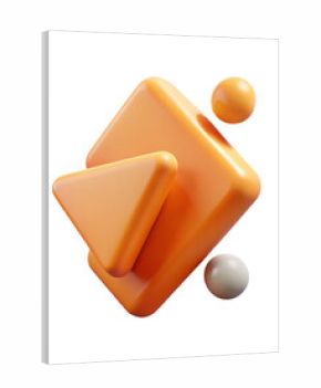 Abstract orange geometric shapes float in a minimalist 3d render