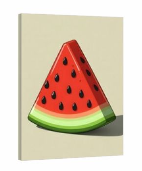 watermelon slice 3d rendering isolated on white background cartoon plastic style icon