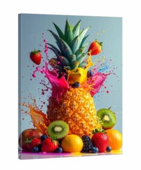 Abstract Pineapple Paint Splash: Edgy Tropical Fruit Art