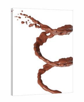 Realistic liquid chocolate splash isolated clipart, creamy richness, brown splashing jet with droplets mid-air 3d render
