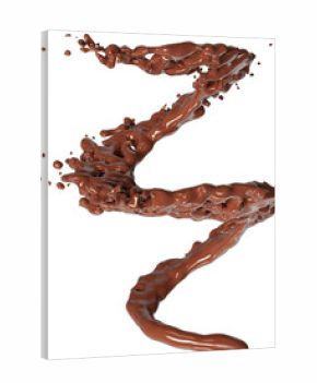 Realistic liquid chocolate splash isolated clipart, creamy richness, brown splashing jet with droplets mid-air 3d render