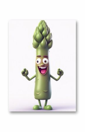Happy Asparagus Character Cartoon Illustration