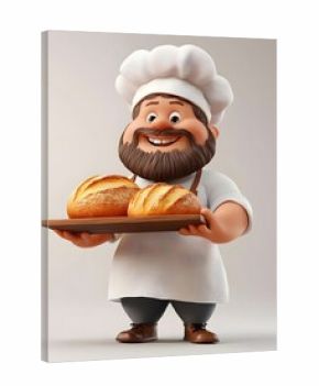 3d render of a baker with bread