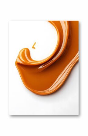 Caramel splash, sweet liquid candy swirl and wave, splashing with droplets. 3d Melted toffee syrup with splatters and dynamic motion isolated on white background