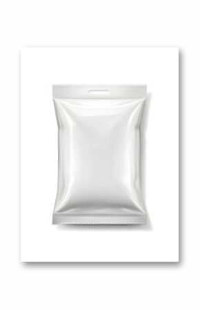 Blank silvar plastic bag. Food snack, chips packaging isolated on white beckground, use for template your design. rendering mockup template