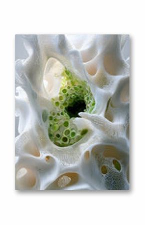 Abstract 3D Organic Structure with White and Green Hues