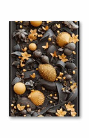 Abstract Gold and Black 3D Rendered Texture Background