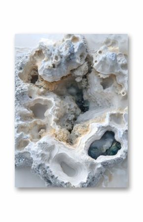 Abstract Beige and White 3D Stone Sculpture