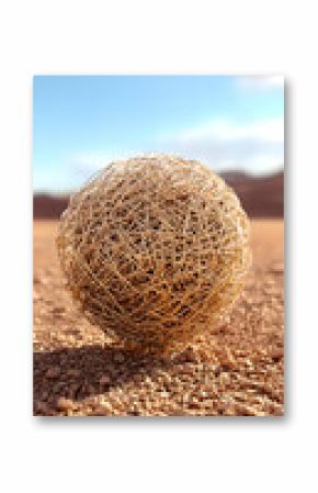 Golden Sphere in a Desert Landscape