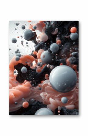 Abstract Swirling Liquid with Glowing Spheres