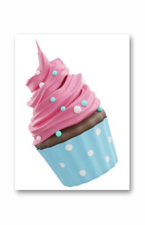 Colorful sweet cupcake with sprinkles and desserts, 3d rendering