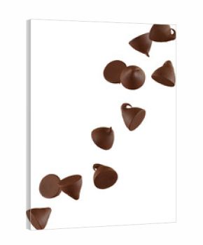 3d render falling brown choco chips
