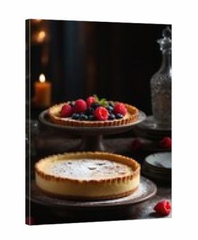 cake on the table 3d rendering, cake, food, bakery, 