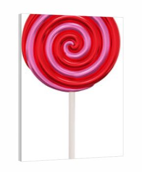Colorful pink, red sweet lollipops isolated on white background. 3d realistic, swirl, colored sugar candies on stick. 3D png illustration.