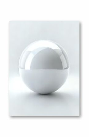 White Glossy Background With Abstract 3d Sphere, Ball, Pearl , Element, Background, Backdrop, Wallpaper. , Book Cover.
