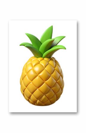 pineapple 3d icon. Fruit. Isolated object on transparent background. High quality illustration