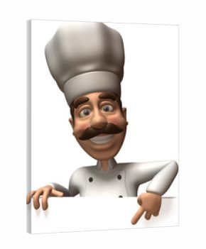 Chef avec un panneau blanc