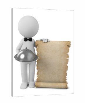 3d people with a old paper. 3d image. Isolated white background