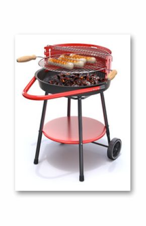 Sausages over a barbecue grill
