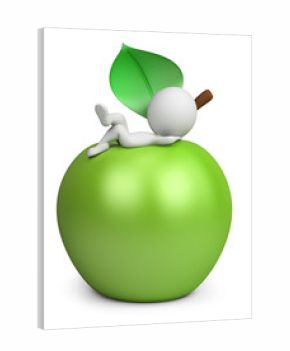 3d small people - lying on an apple