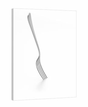 Table stabbed by fork. 3d render