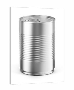Blank metal tin can on white background. Mockup template for your design. 3d rendering