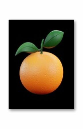 3d style orange fruit on black background