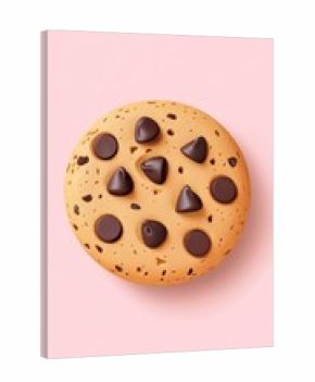 A delectable 3D rendered chocolate chip cookie icon in a flat art style perfect for bakery websites menus and packaging designs showcasing its delicious and tempting appearance.
